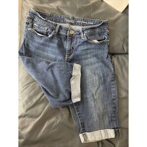 Womens Signature Denim Shorts Levis Stretch Modern Skinny Cuffed Bermuda Sz 12
